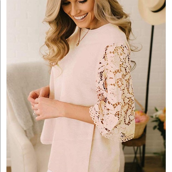 Beautiful woman lace top loose chiffon blouse - Picture 4 of 7